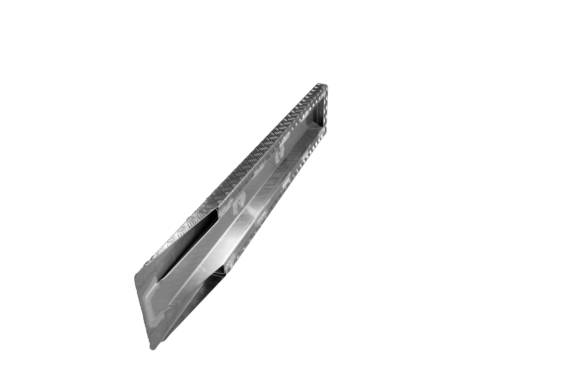 Auffahrrampe aus Aluminium aufgestellt von der Seite